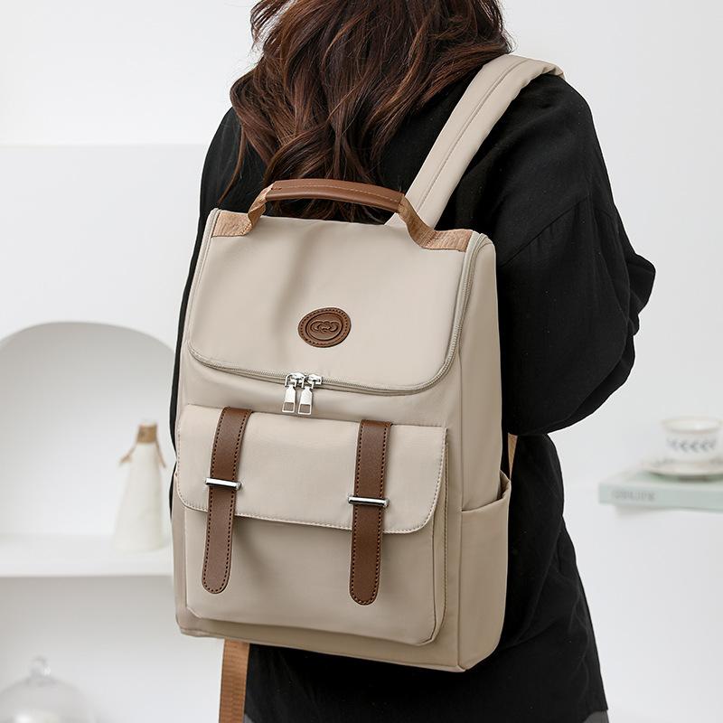 Backpack Women's Solid Color Schoolbag Large Capacity Backpack