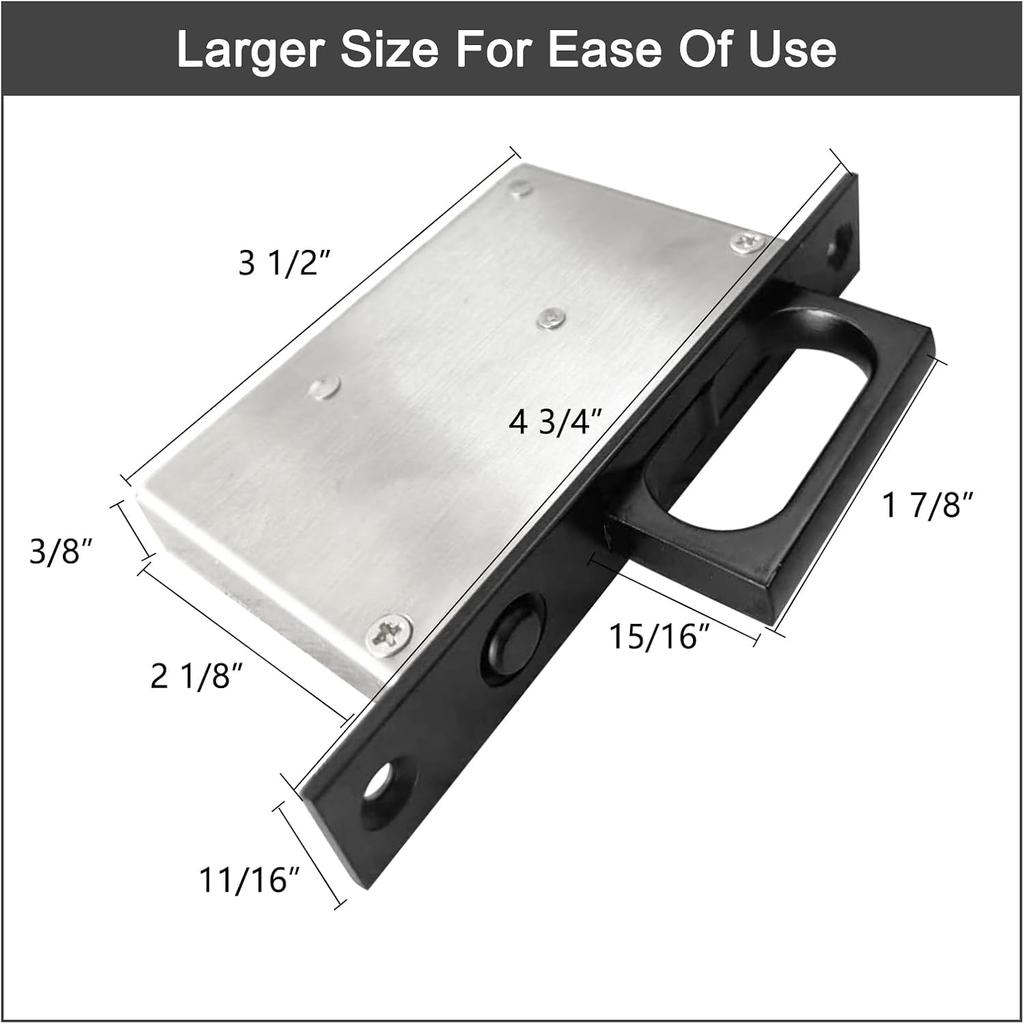 Pocket Door Edge Pull - Sliding Door Pull Handles Hardware,Pockets Hidden On The Side Pop-up Door Handles,Pull Ring Is Larger and Easier To Use Black