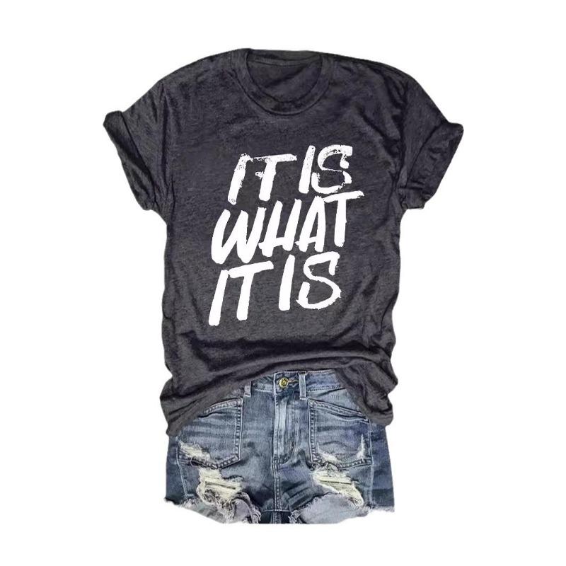 

Summer Women s Patterned Printed Round-neck Short-sleeved Casual and Fashionable T-shirt XXL