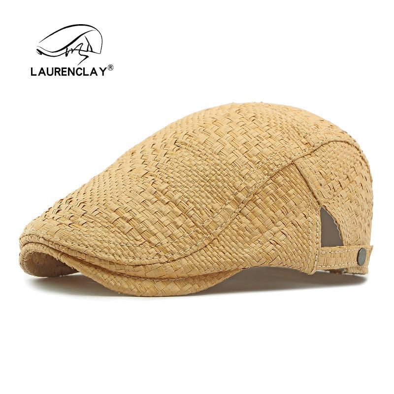 Men's Straw Hat Beret: Spring/Summer Sun Protection, Retro Duckbill Newsboy Cap.