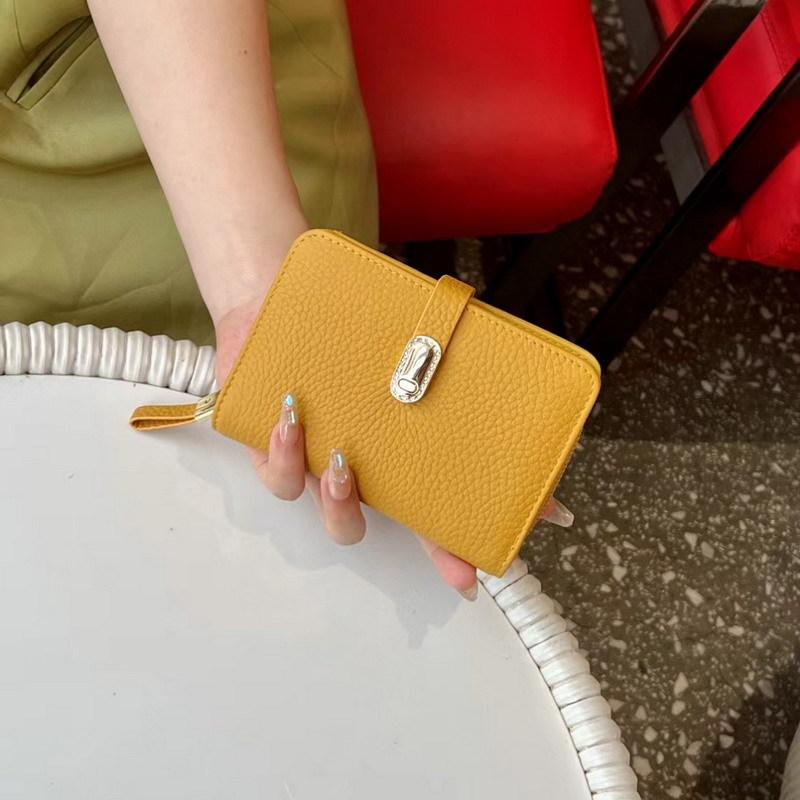 Cowhide soft leather medium and long wallet women s large-capacity wallet temperament clutch bag put mobile phone wallet жёлтый
