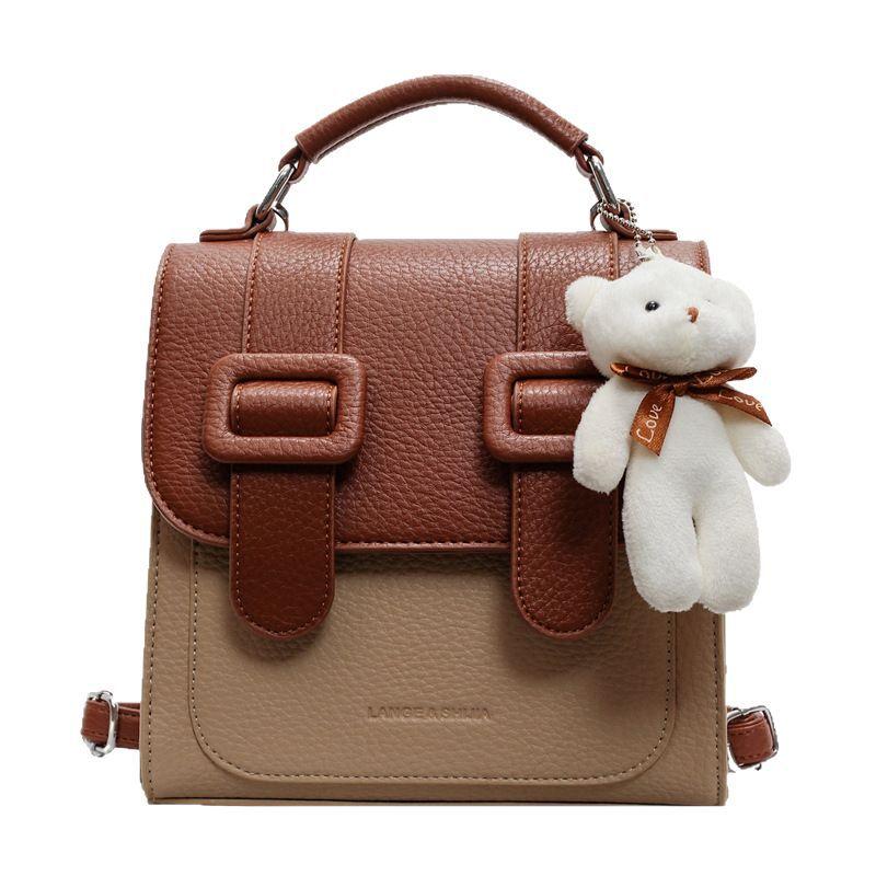 Premium Texture Foreign Style Cambridge Bag Women's 2025 New College Style Contrasting Color Backpack Commuter Shoulder Messenger Bag