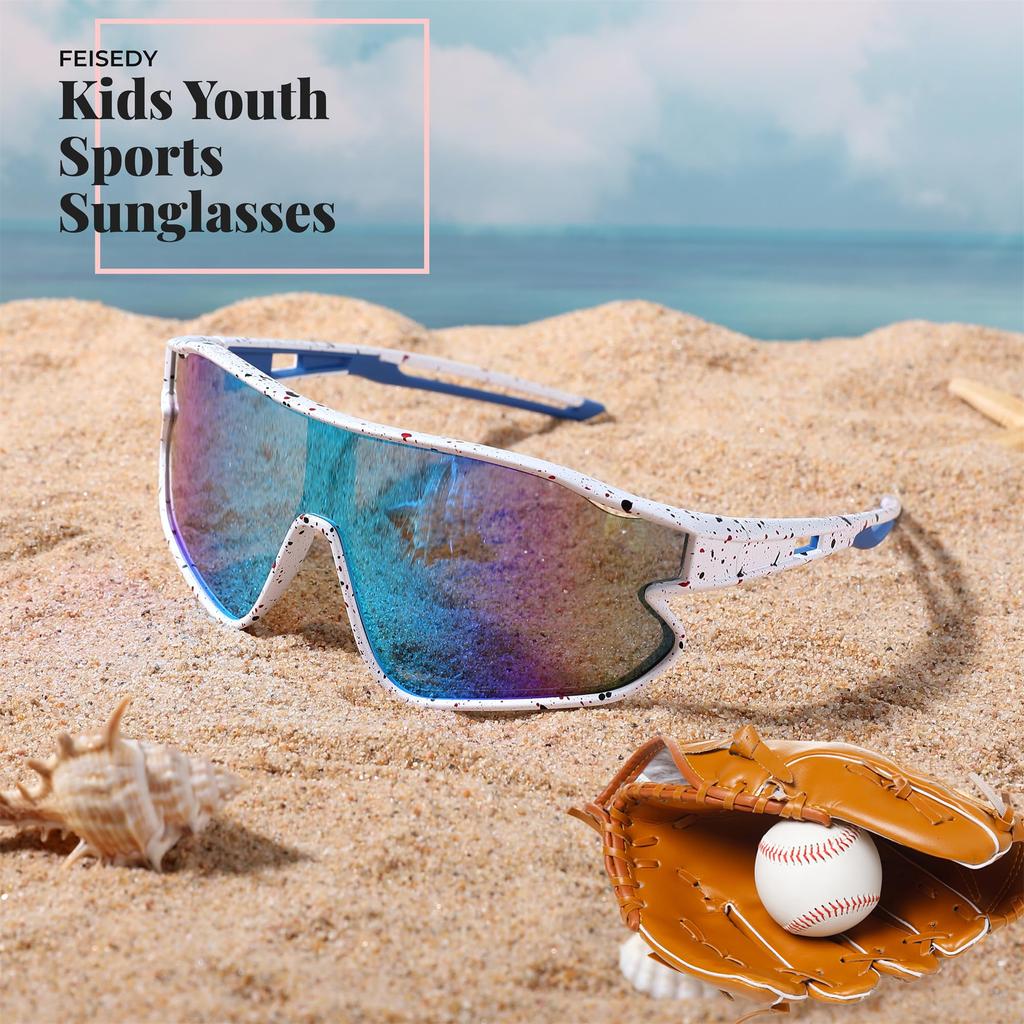 FEISEDY UV400 for Boys and Perfect for and B4064 Kids' Sunglasses, Protection, Unisex, Girls, Cycling, Baseball, Tennis, Bass, Fishing, Hiking,