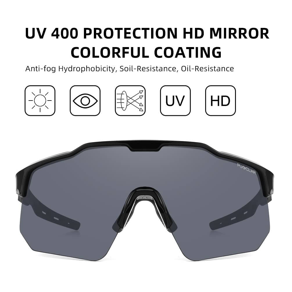 Pukclar Unisex TR90 Cycling Sunglasses with Lightweight Frame and UV400 Protection for and Motorcycles Men's Cycling, Skiing, Driving,
