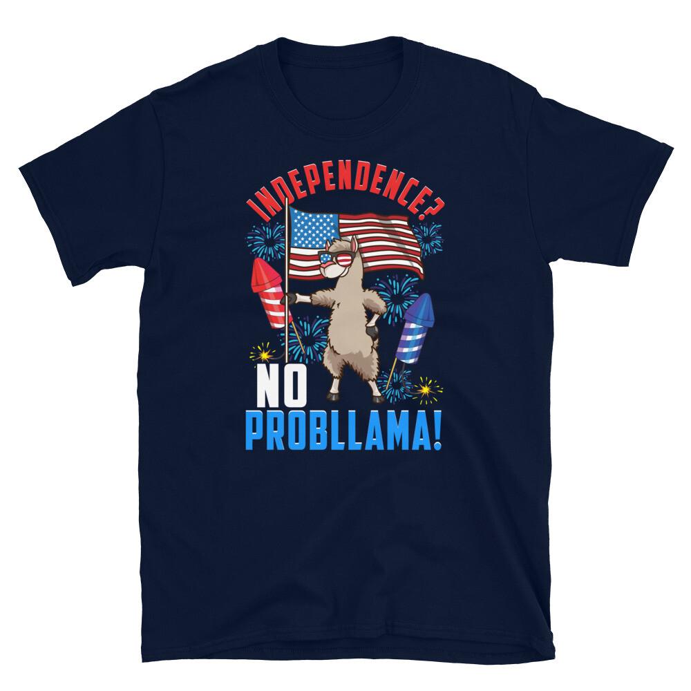 Independence No Probllama Llama USA Fourth of July Short-Sleeve Unisex T-Shirt L