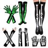 Geisterfest Skelett Kostüm Zubehör Skelett-Print Kniehohe Socken Und Lange Handschuhe Leuchtendes Muster Halloween Set