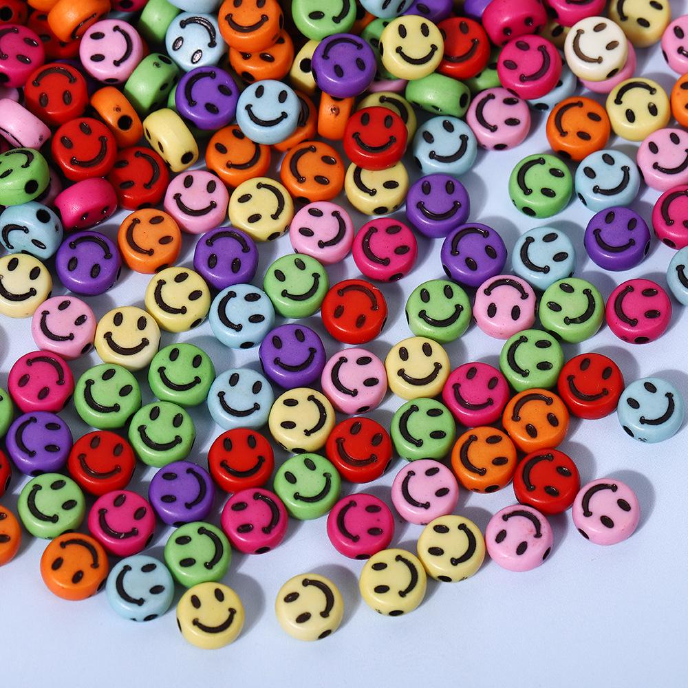 Smiley Face Acrylic Beads for DIY Jewelry - Round, Colored Beads for Children's Bracelets & Necklaces
