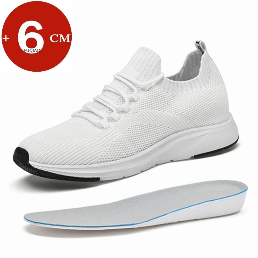 Loafers Men Elevator Shoes Chunky Lift Sneakers Mesh White Comfortable Breathable Height Increase Insole 6CM High Heel Sports