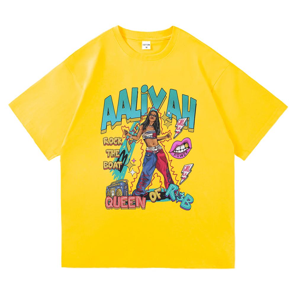 Aaliyah T Shirt Fashion Men Clothing Harajuku Unisex High Quality Cotton Tops Manga Funny Graphic T Shirts for Fans Gifts