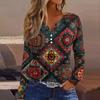 Women's T Shirt Tee Button Long Sleeve Daily Weekend Fashion Basic V- Neck Regular Top