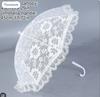 Lace Bridal Parasol Wedding Accessory Lightweight Vintage Style Handheld Sun Umbrella with Curved Handle for Outdoor Ceremony Decoration