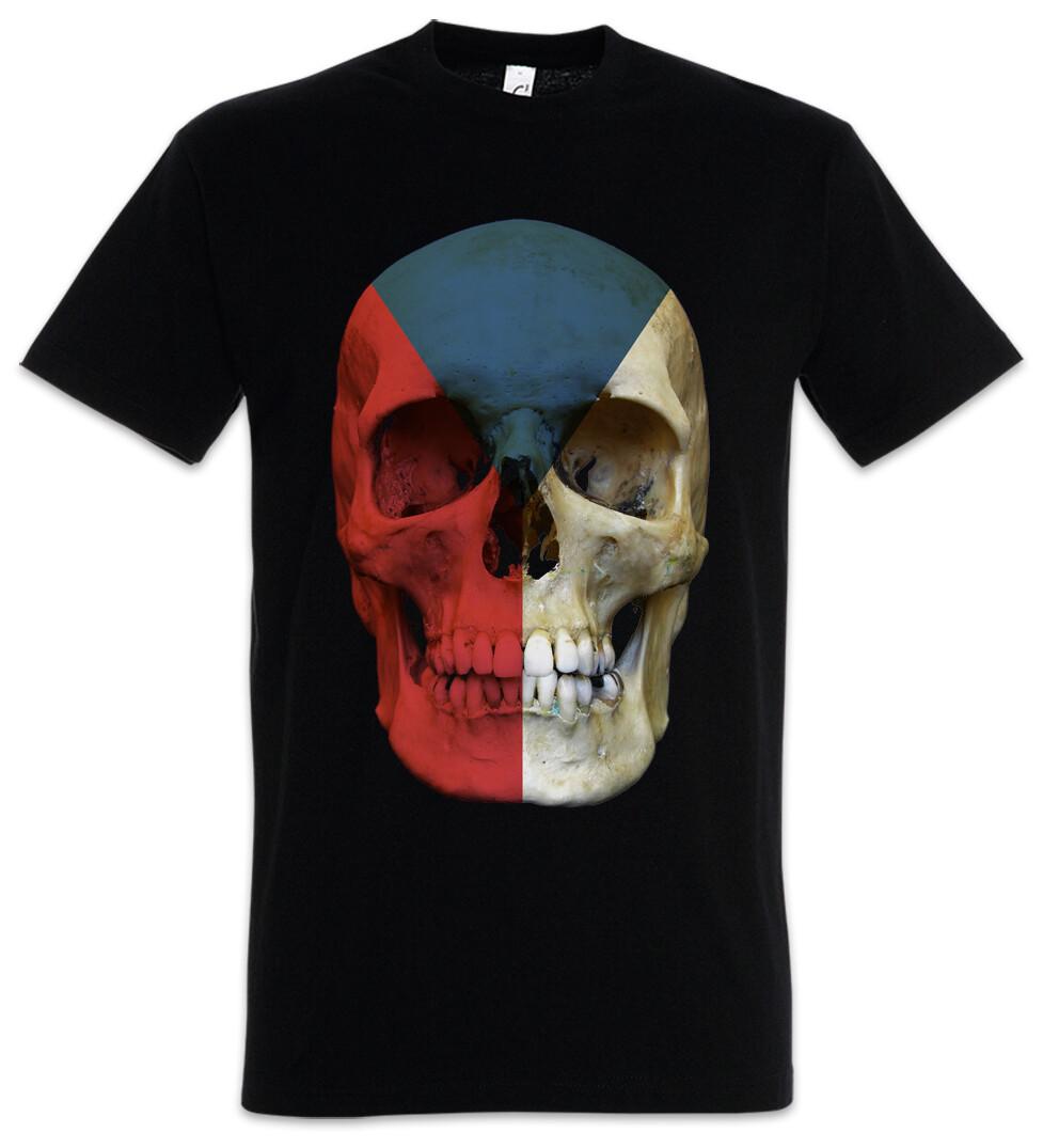 CLASSIC CZECHIA SKULL FLAG T-Shirt Mens Womens Tees Top - Skull Banner Flag Czech Republic XL