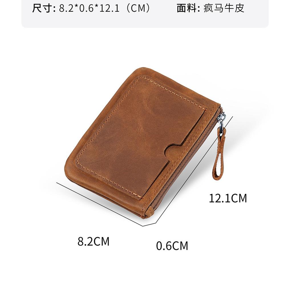 Genuine Leather Zipper Coin Purse for Men Credit Card Holder Mens Coin Purses Cash Change Wallet Car Smart Holder Money Pouch
