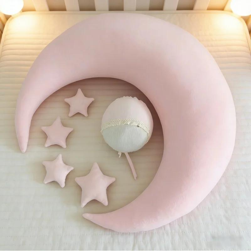 Newborn Photography Props Full Moon Hundred Day Baby Head Cushion Star Moon Pillow Infant Studio Photography Shooting Decoration
