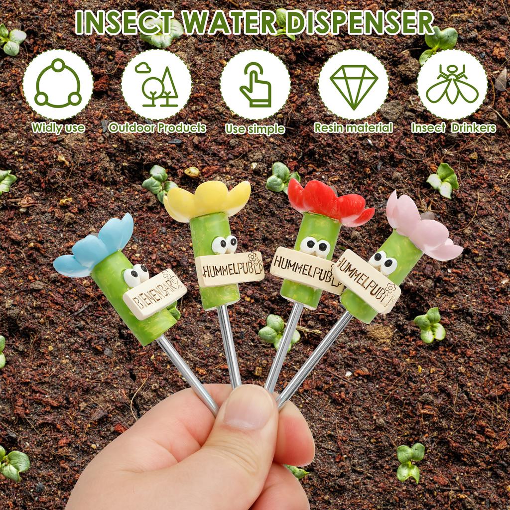 4Pcs Bee Watering Station Resin Wild Bee Drinkers Fascinating Butterfly Drinking Cups Cute Butterfly Water Feeder for Outdoor