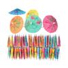 Disposable Cocktail Umbrell Wooden 10cm Paper Umbrella Pick Cocktail Fork Food Cupcake Fruit