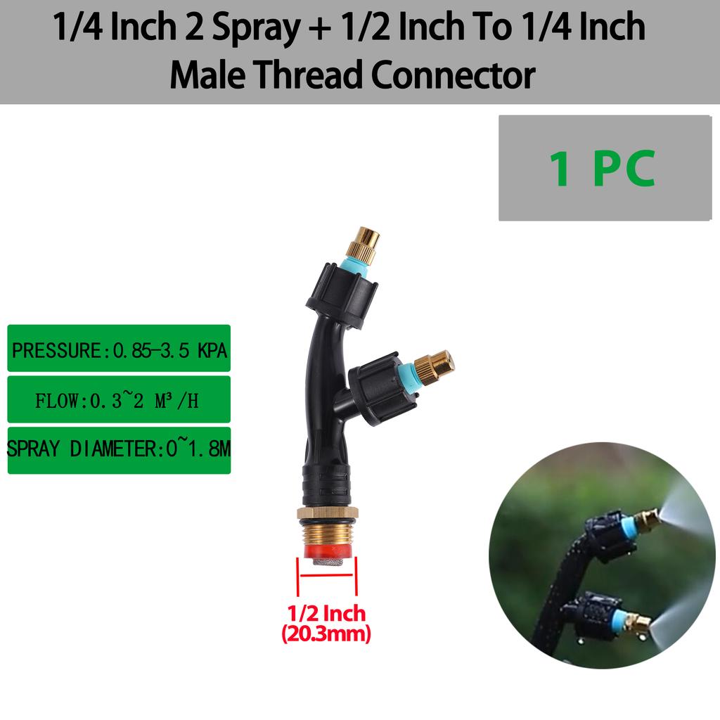 1/2"1/4" Garden High Pressure Atomizing Adjustable Nozzle with Threaded Single/Dual/Triple Nozzle Irrigation Pesticide Sprinkler