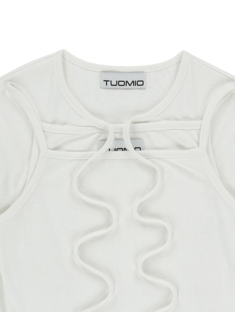 TUOMIO Two Tone Cardi Set [White]