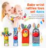 Baby Wrist Rattles Socks Newborn Animal Socks Infants Foot Finder Wrist Strap Baby Socks Sensory Toys Baby Toys 0-12 Months Gift