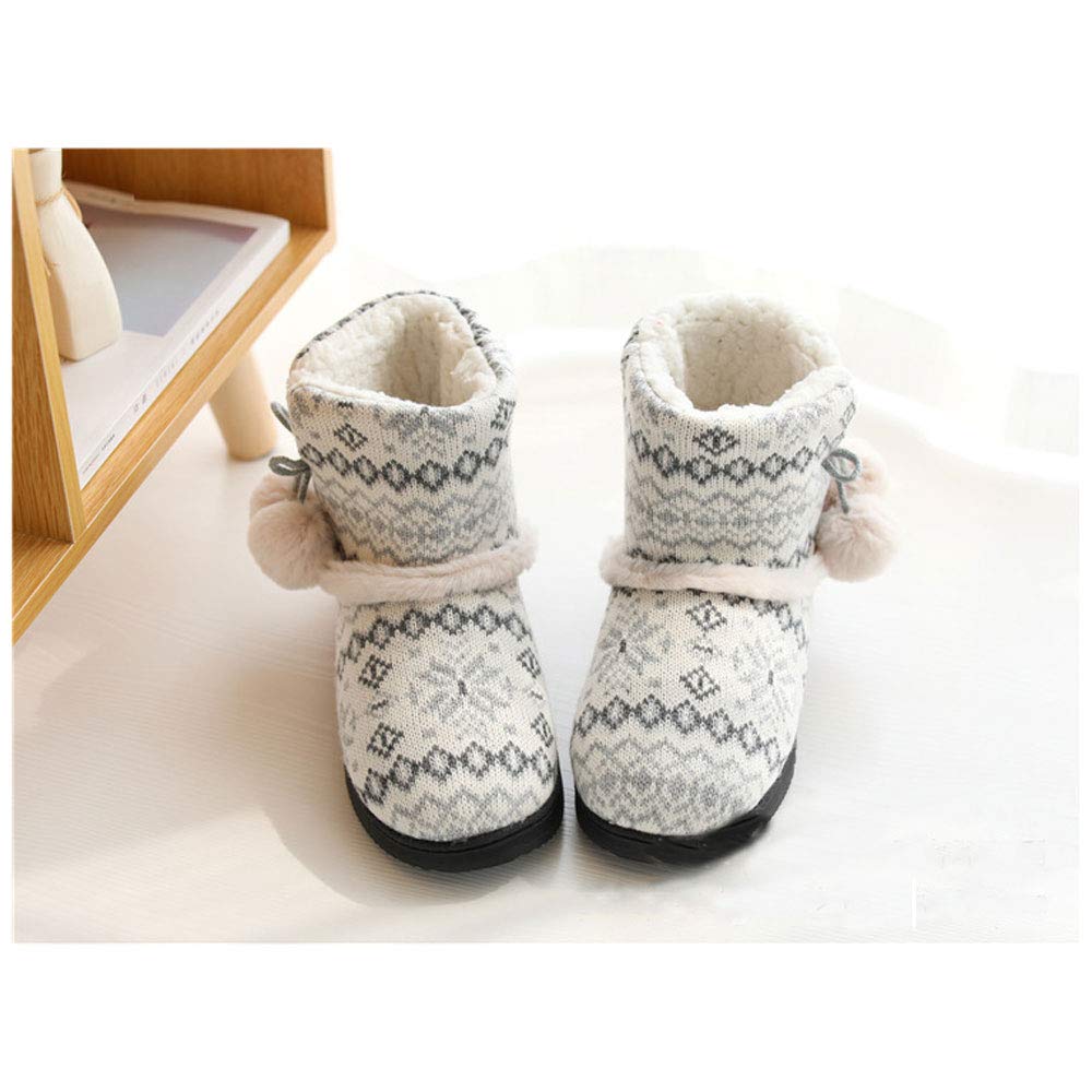 Munyamunya Nordic Room Fluffy Slippers for Cold Ankle Boots with Fleece Pattern Size M Shoes, Cute, Warm, Winter, Weather, (Snow White, (Approx.
