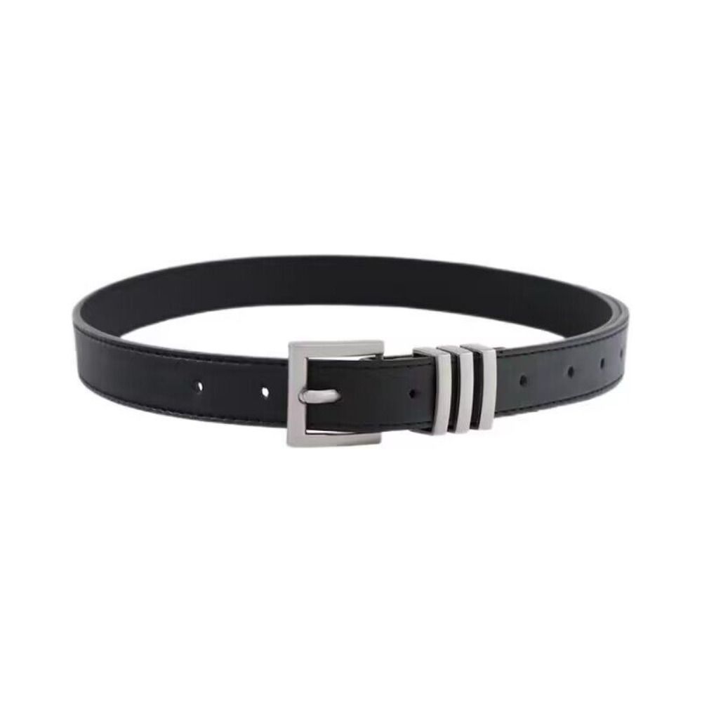Simple Thin Waist Belt Metal Buckle Dress Decoration Adjustable PU Leather Belt  Daily