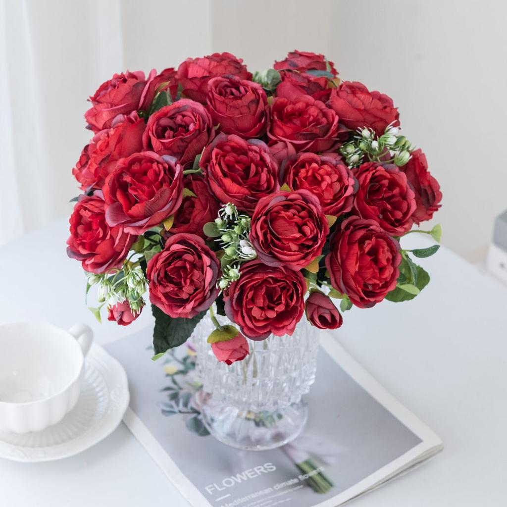 Artificial Flowers Silk Rose Outdoor UV Protection Wedding Party Bridal Bouquets Home Garden Room Yard Decorations Diy Gifts Box