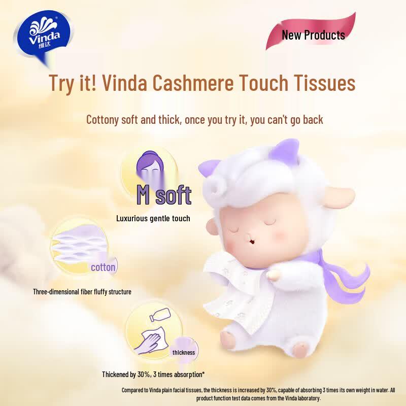 Vinda Cotton Soft & Strong 3-Ply Facial Tissues