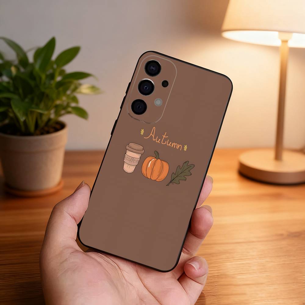 Herbstlaub Kürbis Handyhülle Für Samsung S25,S24,S21,S22,S23,S30,Ultra,S20,Plus,Fe,Lite,5G Schwarze Hülle