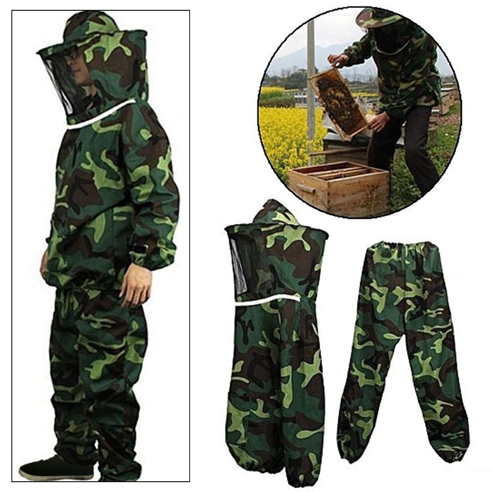 Camouflage Bee Suit with Veil and Mosquito-Repellent Protection for Beekeepers Camouflage Split