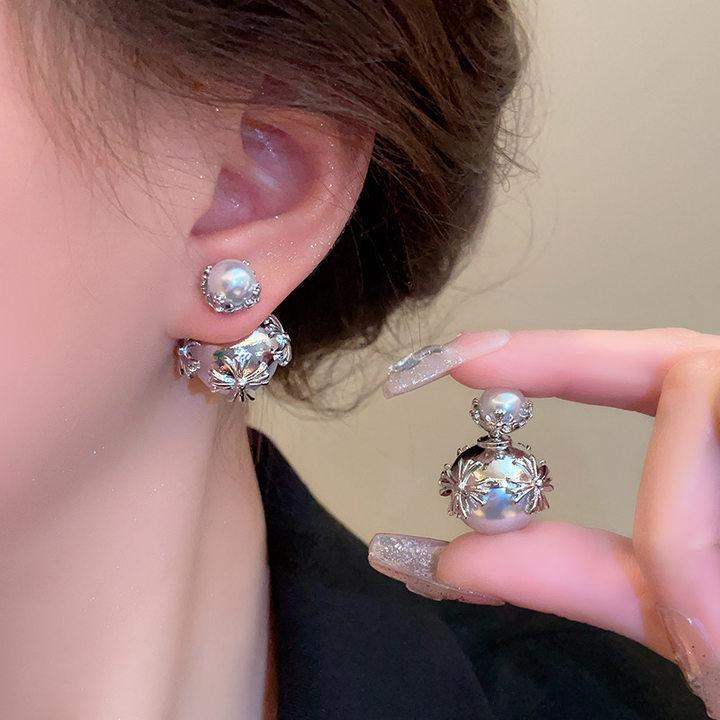 S Silver Pearl Stud Earrings Female Sense Niche Versatile Earrings Unique Beautiful Ear Jewelry Earrings