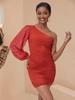 2024 European & American Sexy One-Shoulder Long-Sleeve Black Bodycon Party Dress