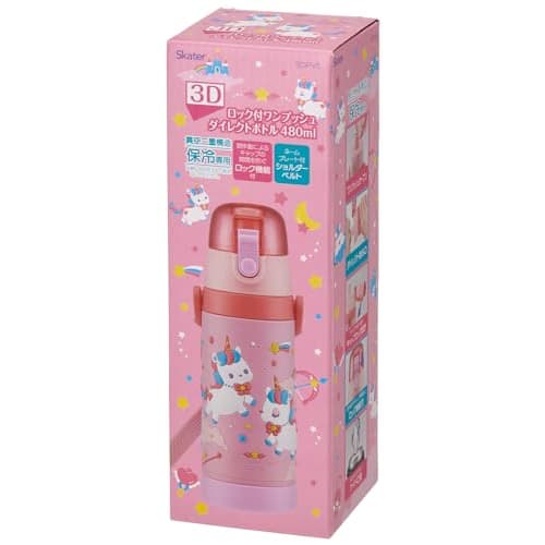 Skater Children's Stainless Steel Direct Drinking 3D Water Bottle Kids 480ml Unicorn Girls SDPV5-A