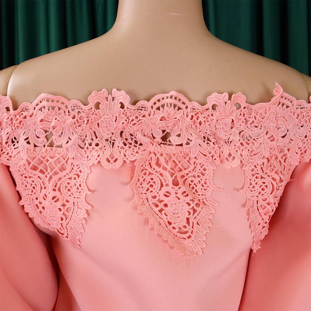 YYFS Dámská móda Léto Jaro Jednobarevný potisk Neformální šaty s krátkým rukávem na jedno rameno s vysokým pasem