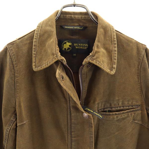 HUNTING WORLD Long Sleeve Suede-like Jacket 38 Brown Women Used