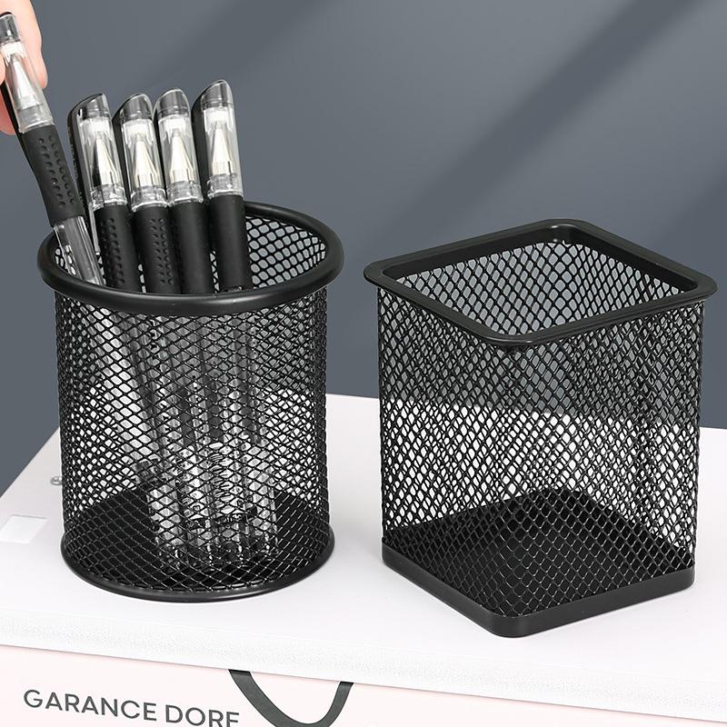 Student Desk Iron Pen Holder: Creative, Wear-Resistant, Large Capacity Eyebrow Pencil Storage.