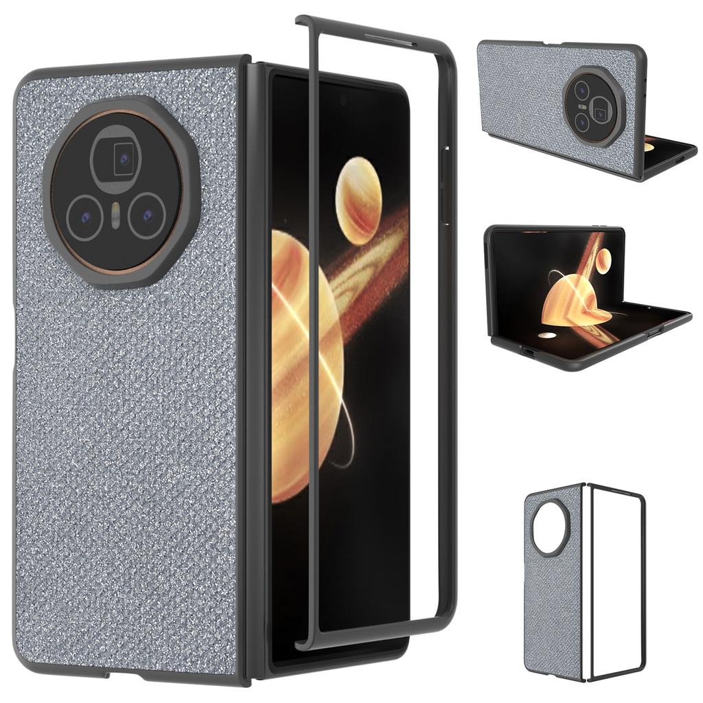 Für Honor Magic V3 5G Hülle Schwarzer Rand PU+PC Handyhülle Strass-Textur