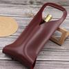 V-shaped Handle Wine Holder Faux Leather Tote Bag, Portable Carrier Pouch, Waterproof Packaging Bag Single Bottle Protector Sleeve for Champagne Beer