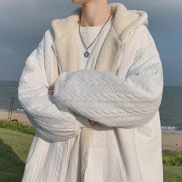 Men's Winter Hooded Lambswool Jacket - Thick, Trendy, Loose-Fit, Cotton Coat for Couples