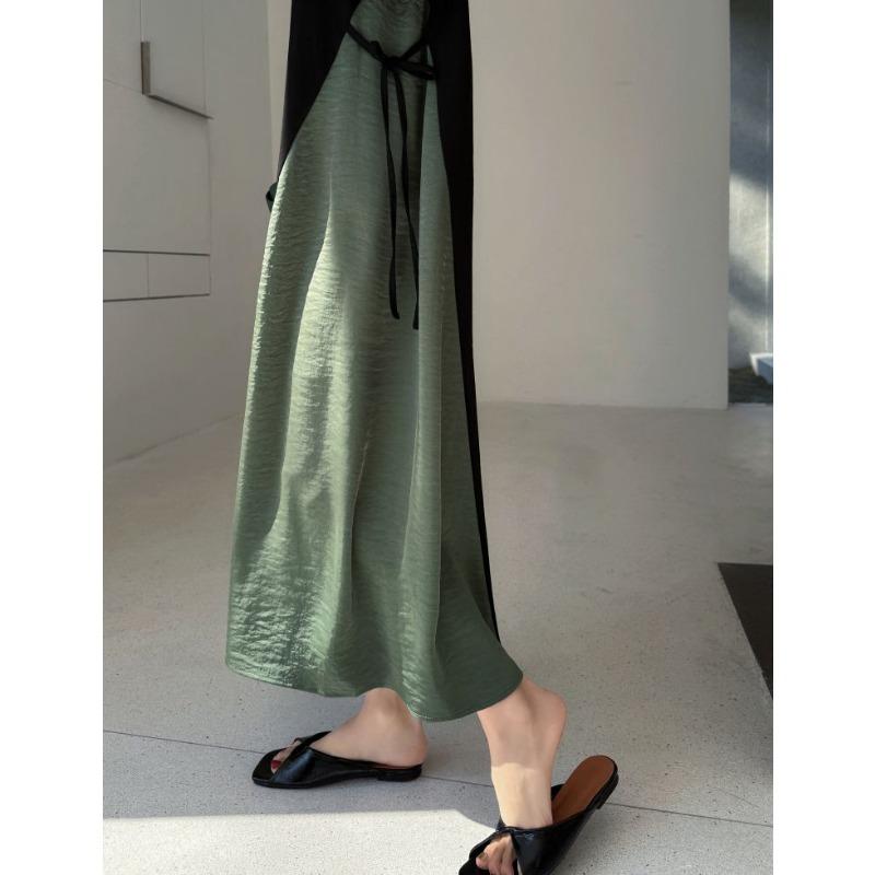 Dimanaf 2025 Summer Plus Size Dress Women Casual Vintage Long Dress Loose Basic Cotton O-Neck Dress
