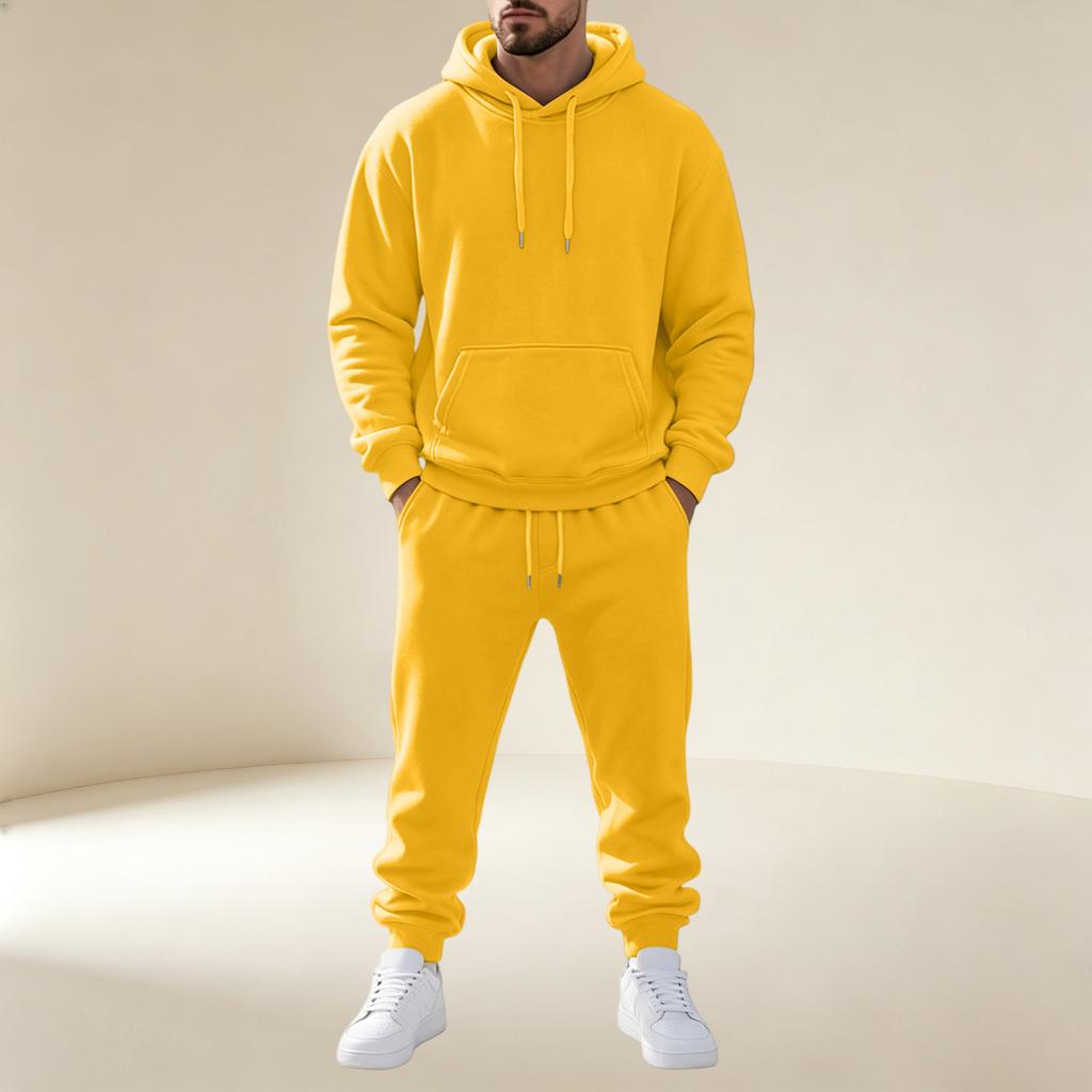 Men's Pullover Hoodie Sweatshirt Athletic Set for Training and Casual Wear