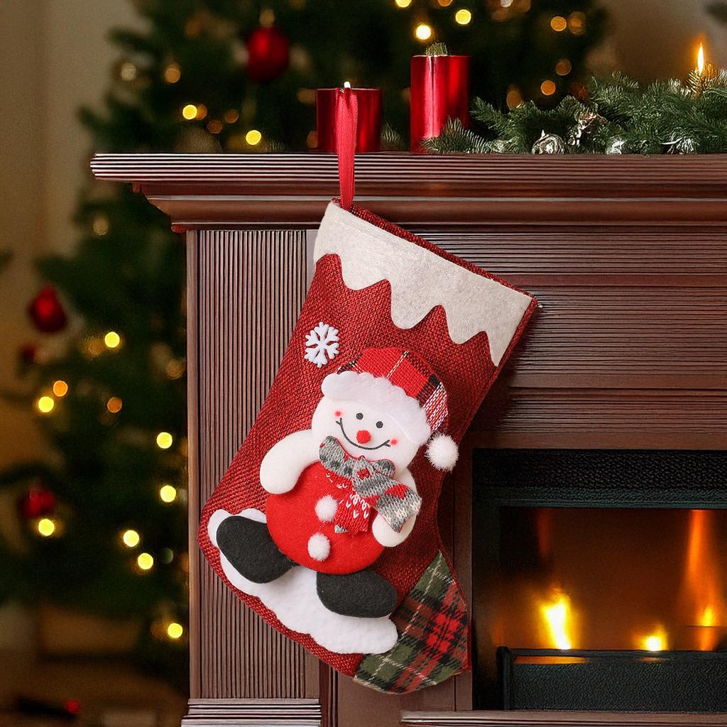 Christmas Decorations Three-dimensional Doll Linen Christmas Decorative Stockings Christmas Tree Pendant Wall Decoration