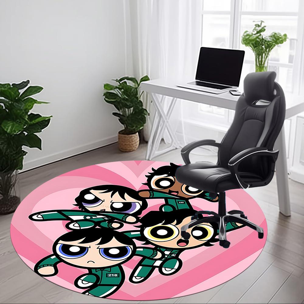 Powerpuff Girls Characters Office Round Area Rug, Indoor Mat Suitable For Office,Bedroom Living Room Home Decor, Room Deco a0908187