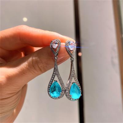 Sieraden Gekleurde Schat Simulatie Paraiba Blauwe Sieraden, Retro Oorbellen, Oorbellen, Sieraden Hoofdsteen 8 * 10