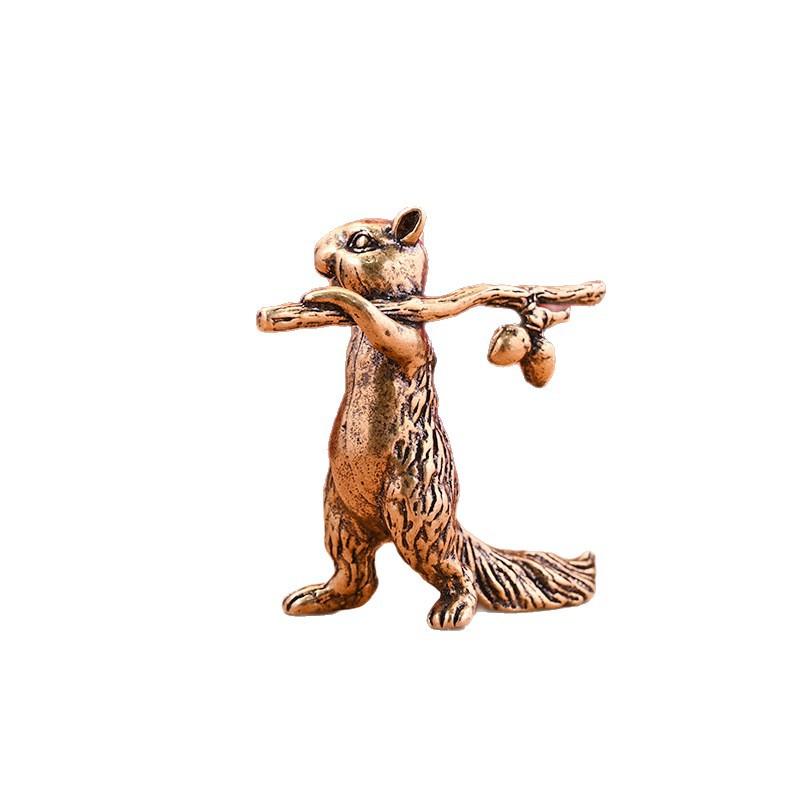 

Brass Vintage Distressed Creative Branch Squirrel Figurine One Size