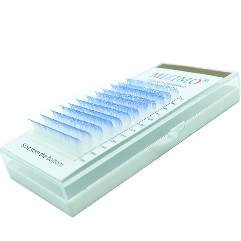 

MIZIMO Цветные ресницы белого и синего цвета, привитые вручную накладные ресницы 8-13 мм, смешанные с 0,07 искусственными норковыми волосами, наращивание ресниц D