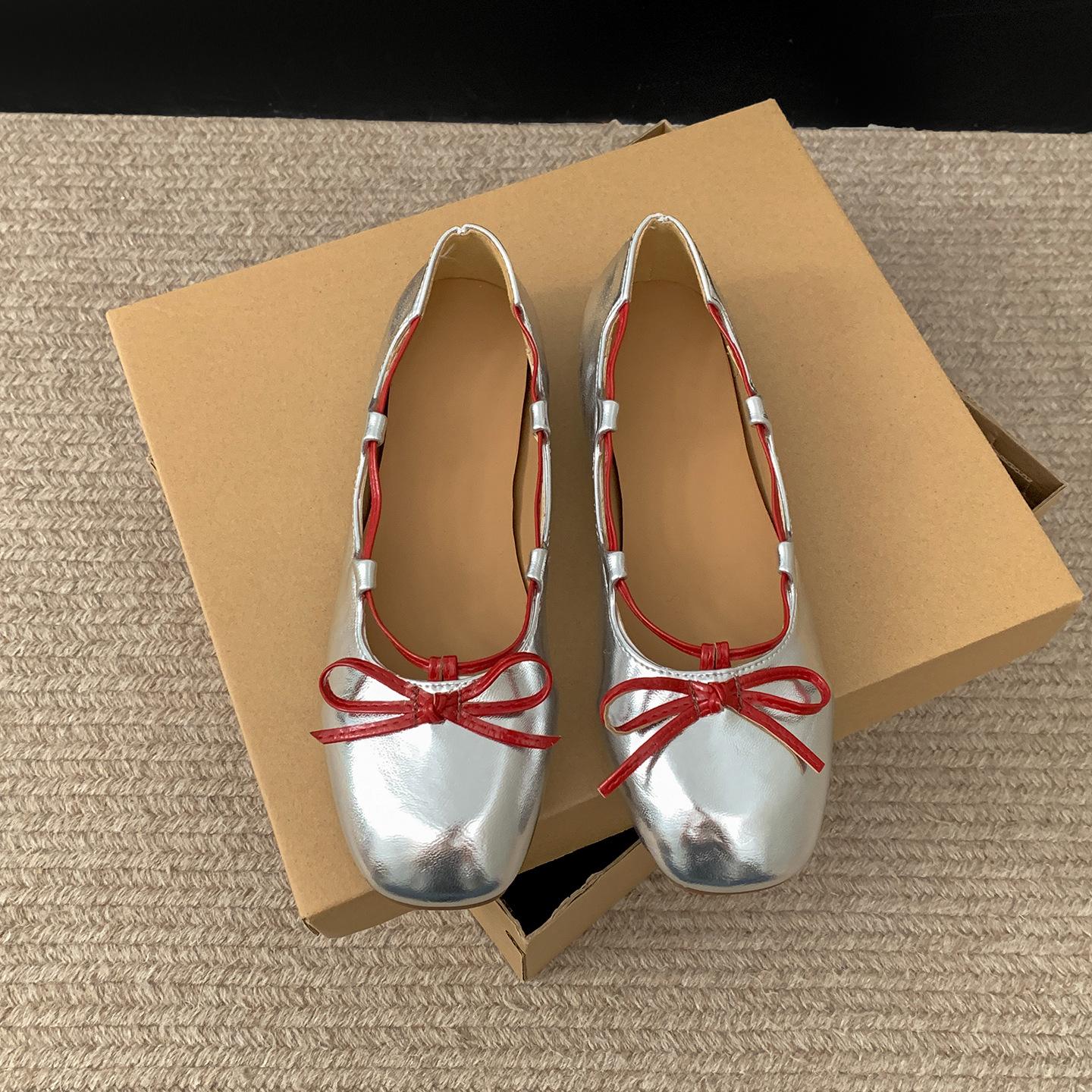 

Silver French fairy style round head flat bottom light mouth single shoes women s autumn 2025 new versatile skirt Mary Jane shoes 40 серебряный