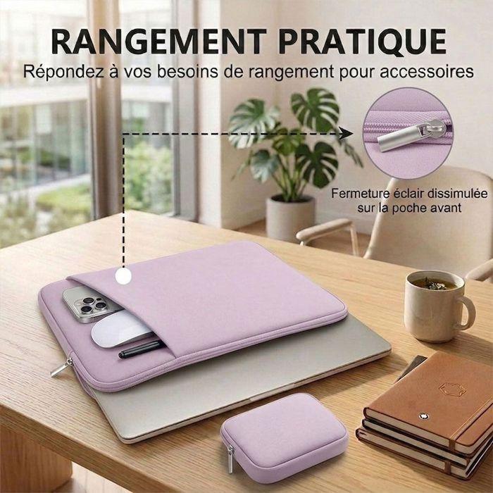 Housse pour Ordinateur 15" - Doule Rangement Compatible avec MacBook Air Lenovo HP - Violet