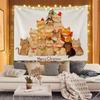 Cute Christmas Cats Tapestry Wall Hanging Kittens Santa Hat Xmas Holiday Aesthetic Wall Art Bedroom Living Room Decor