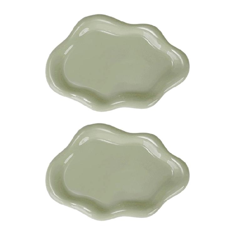 2PCS Artistic Ceramic Trays with Cloud Shape for Modern Home Enhancement and Photo Event Blending Seamlessly Anywhere