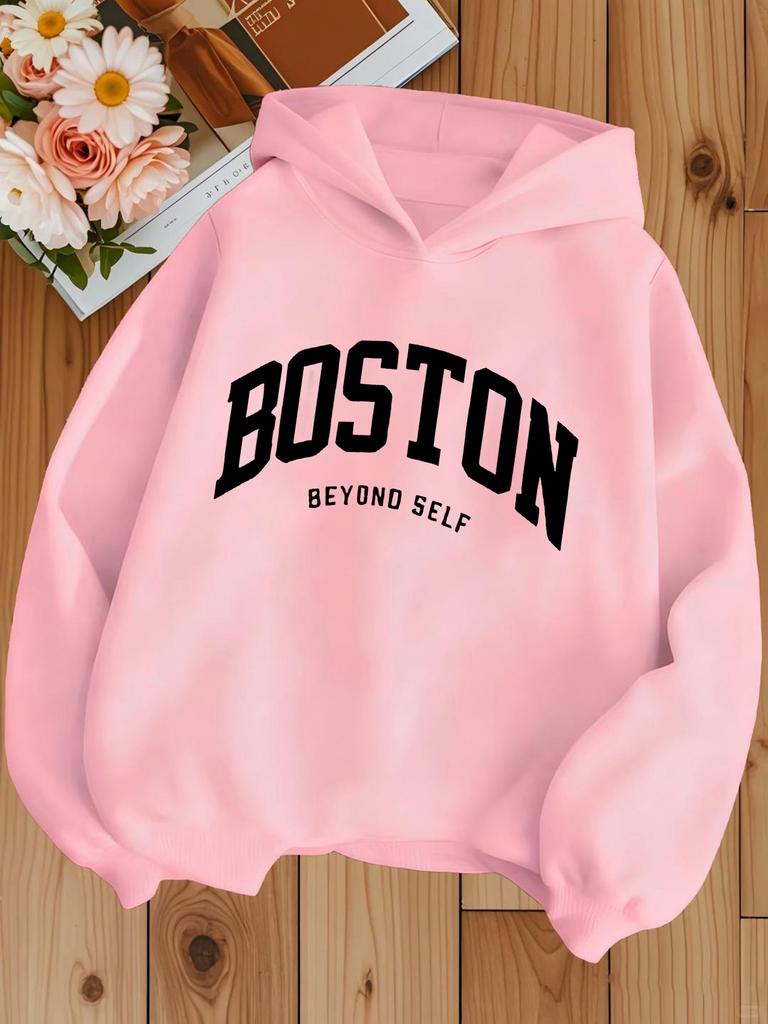 Girls' Casual Hooded Sweatshirt, Loose and Versatile Children's Hoodie, Girls' Hooded Sweatshirt, Fashionable Printed Top,